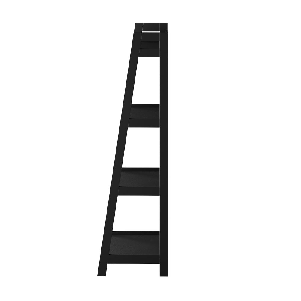 Oikiture Display Shelf 4 Tier Corner Ladder Shelves Black-Bookshelf-PEROZ Accessories