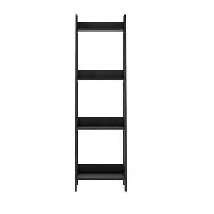 Oikiture Display Shelf 4 Tier Corner Ladder Shelves Black-Bookshelf-PEROZ Accessories