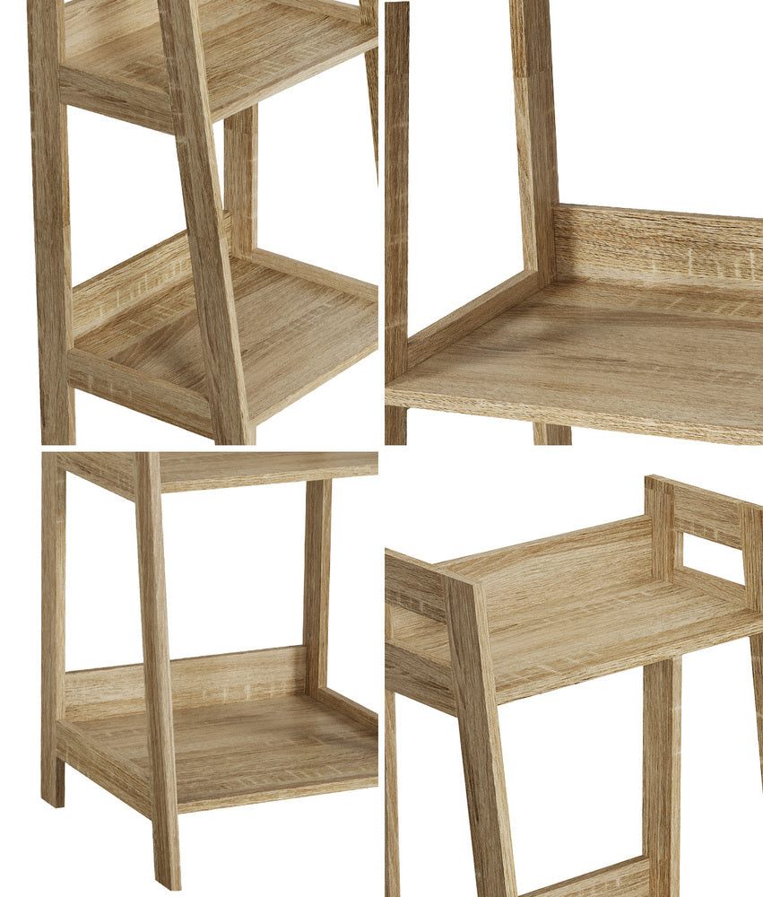 Oikiture Display Shelf 4 Tier Corner Ladder Shelves Natural-Bookshelf-PEROZ Accessories