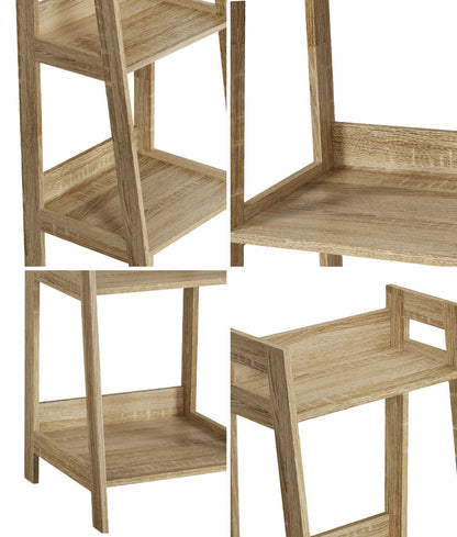 Oikiture Display Shelf 4 Tier Corner Ladder Shelves Natural-Bookshelf-PEROZ Accessories