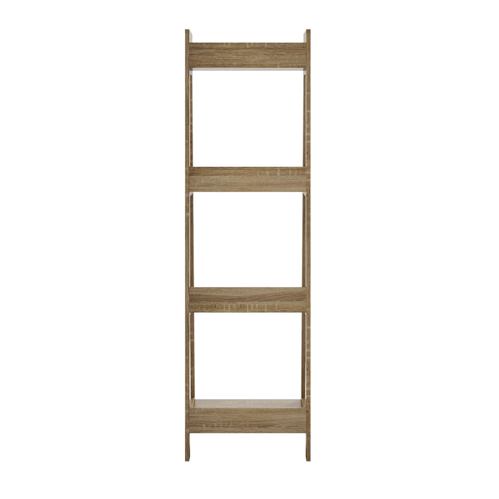 Oikiture Display Shelf 4 Tier Corner Ladder Shelves Natural-Bookshelf-PEROZ Accessories