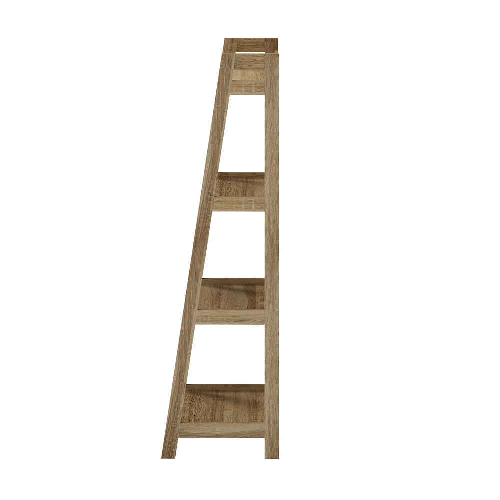 Oikiture Display Shelf 4 Tier Corner Ladder Shelves Natural-Bookshelf-PEROZ Accessories