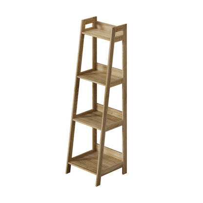 Oikiture Display Shelf 4 Tier Corner Ladder Shelves Natural-Bookshelf-PEROZ Accessories