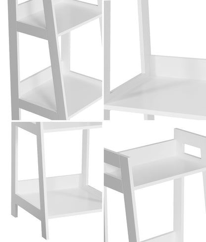 Oikiture Display Shelf 4 Tier Corner Ladder Shelves White-Bookshelf-PEROZ Accessories