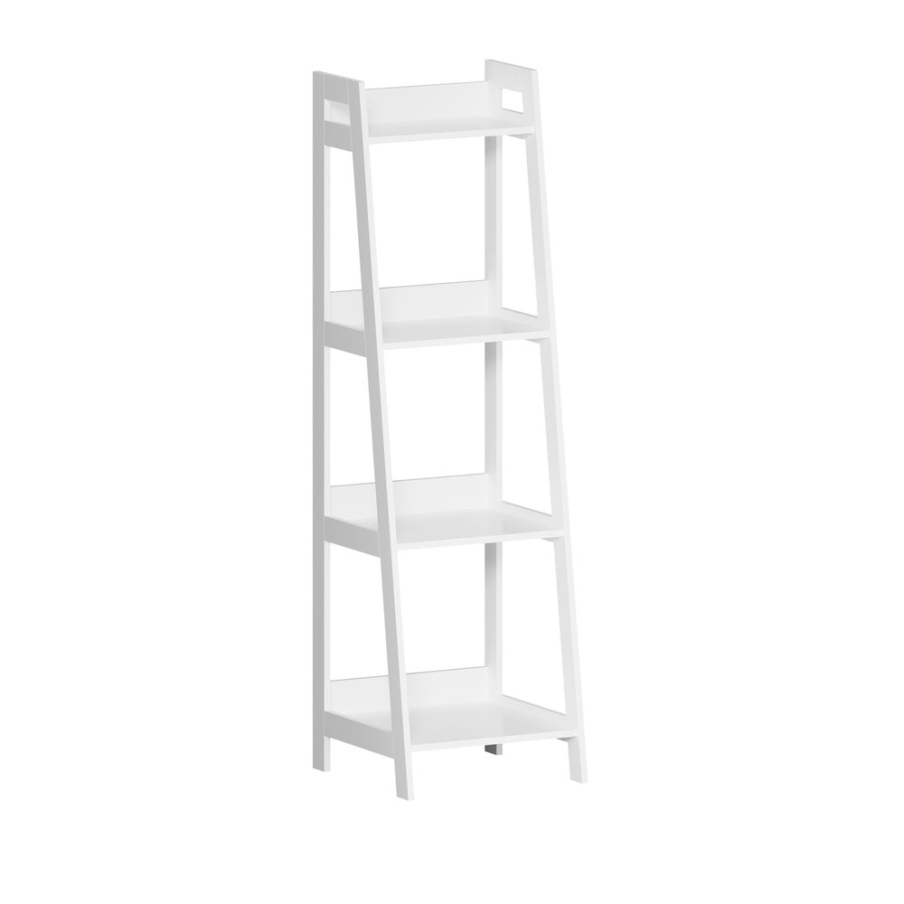 Oikiture Display Shelf 4 Tier Corner Ladder Shelves White-Bookshelf-PEROZ Accessories