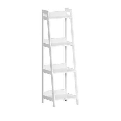 Oikiture Display Shelf 4 Tier Corner Ladder Shelves White-Bookshelf-PEROZ Accessories