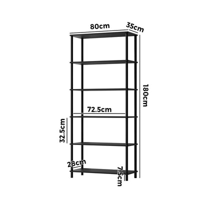 Oikiture Display Shelf 5 Tier Bookshelf Storage Rack Black-Display Shelf-PEROZ Accessories