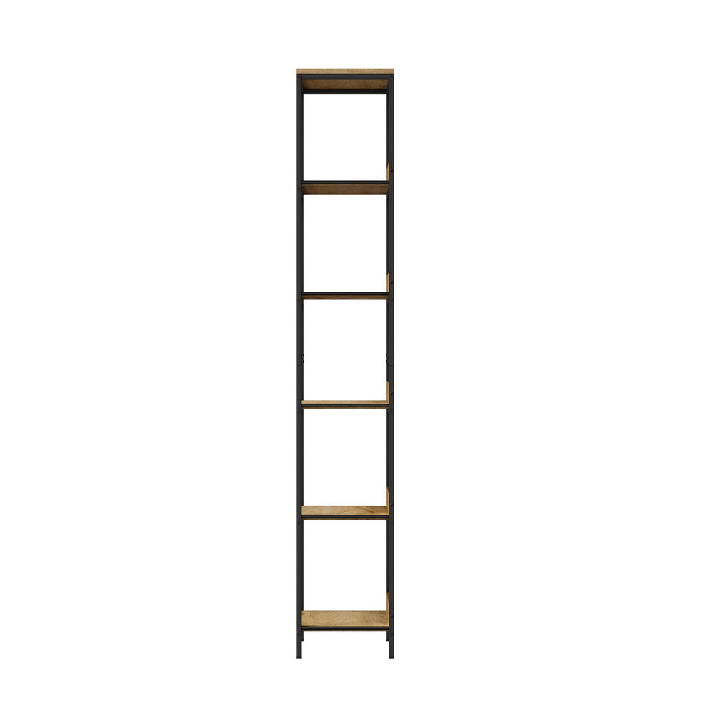 Oikiture Display Shelf 5 Tier Storage Shelves Black &amp; Natural-Display Shelf-PEROZ Accessories