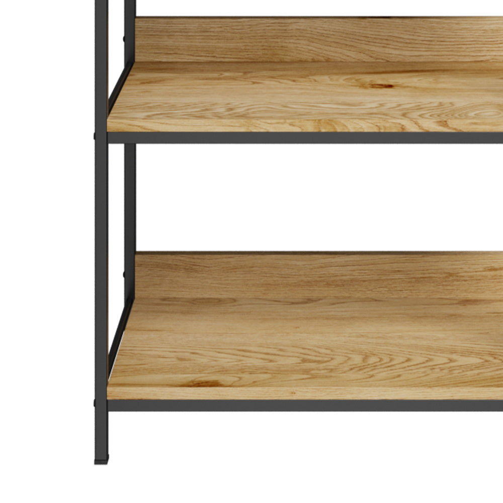 Oikiture Display Shelf 5 Tier Storage Shelves Black &amp; Natural-Display Shelf-PEROZ Accessories