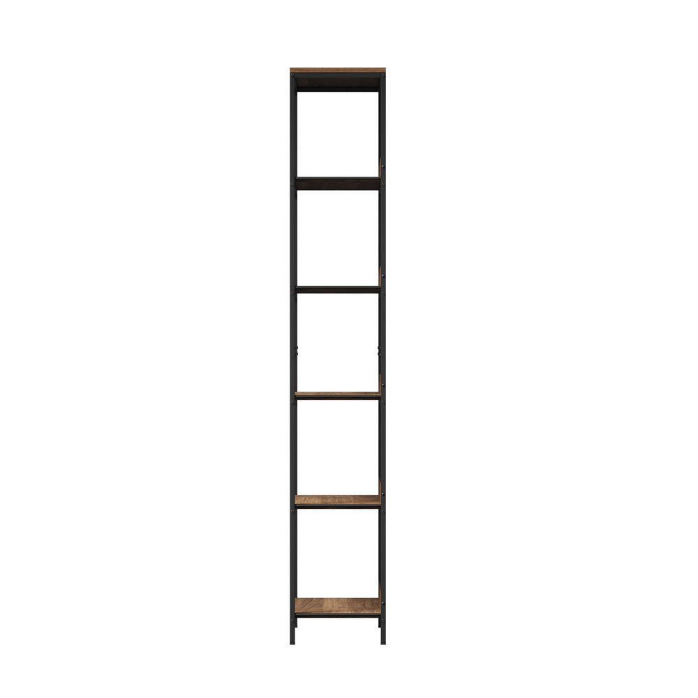 Oikiture Display Shelf 5 Tier Storage Shelves Black &amp; Walnut-Display Shelf-PEROZ Accessories