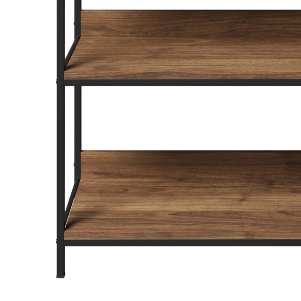 Oikiture Display Shelf 5 Tier Storage Shelves Black &amp; Walnut-Display Shelf-PEROZ Accessories