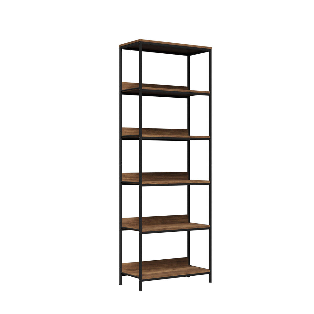 Oikiture Display Shelf 5 Tier Storage Shelves Black &amp; Walnut-Display Shelf-PEROZ Accessories