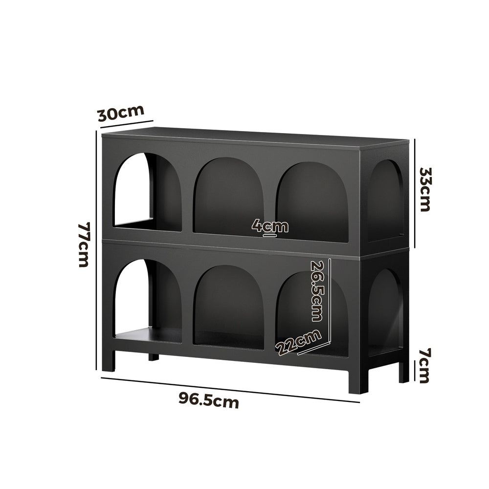 Oikiture Display Shelf Storage Stand Bookshelf Black-Bookshelf-PEROZ Accessories