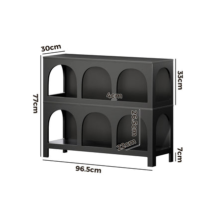 Oikiture Display Shelf Storage Stand Bookshelf Black-Bookshelf-PEROZ Accessories