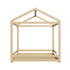 Oikiture Double Kids Wooden Bed Frame House Beds with Fence Natural-Wooden Bed Frame-PEROZ Accessories