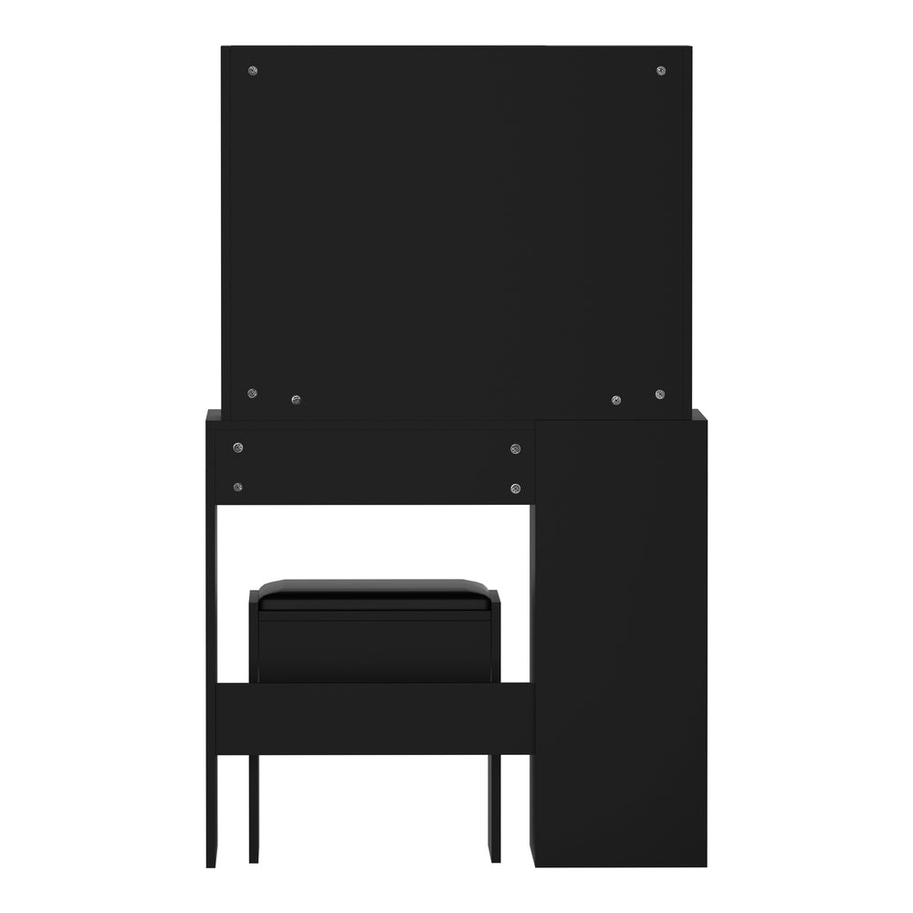 Oikiture Dressing Table Stool Set Makeup Slide Mirror Drawer 10 LED Bulbs Black-Dressing Table-PEROZ Accessories