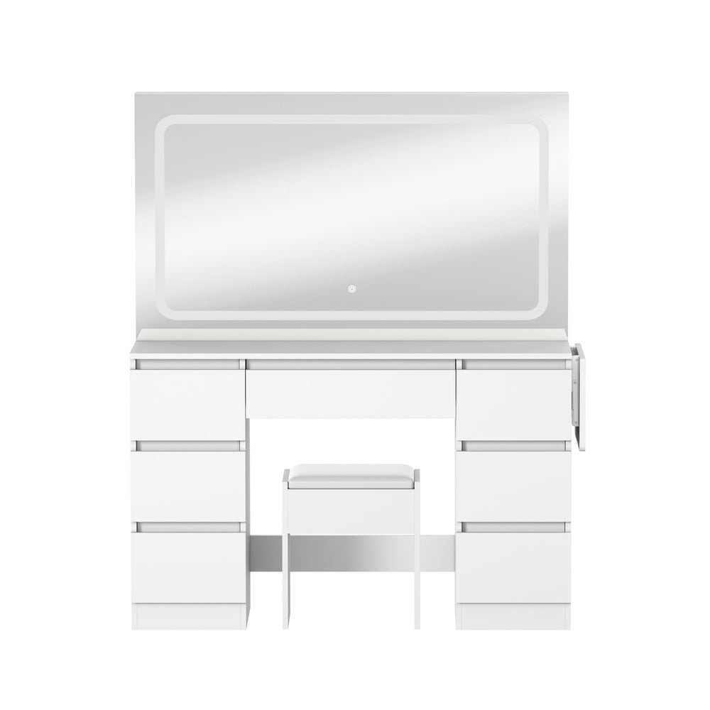Oikiture Dressing Table Stool Set with LED Makeup Mirror 7 Drawers-Dressing Table-PEROZ Accessories