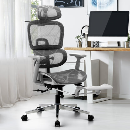 Oikiture Ergonomic Office Chair Mesh Executive Seat Grey-Office Chair-PEROZ Accessories