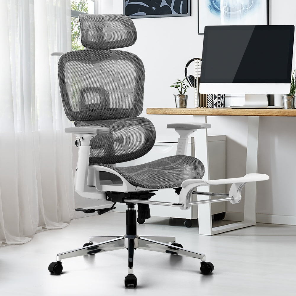 Oikiture Ergonomic Office Chair Mesh Executive Seat WH &amp; GY-Office Chair-PEROZ Accessories