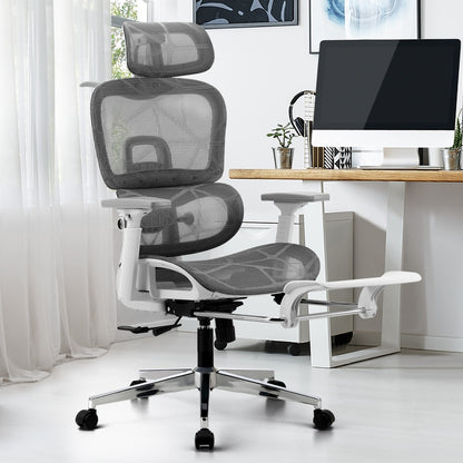 Oikiture Ergonomic Office Chair Mesh Executive Seat WH &amp; GY-Office Chair-PEROZ Accessories