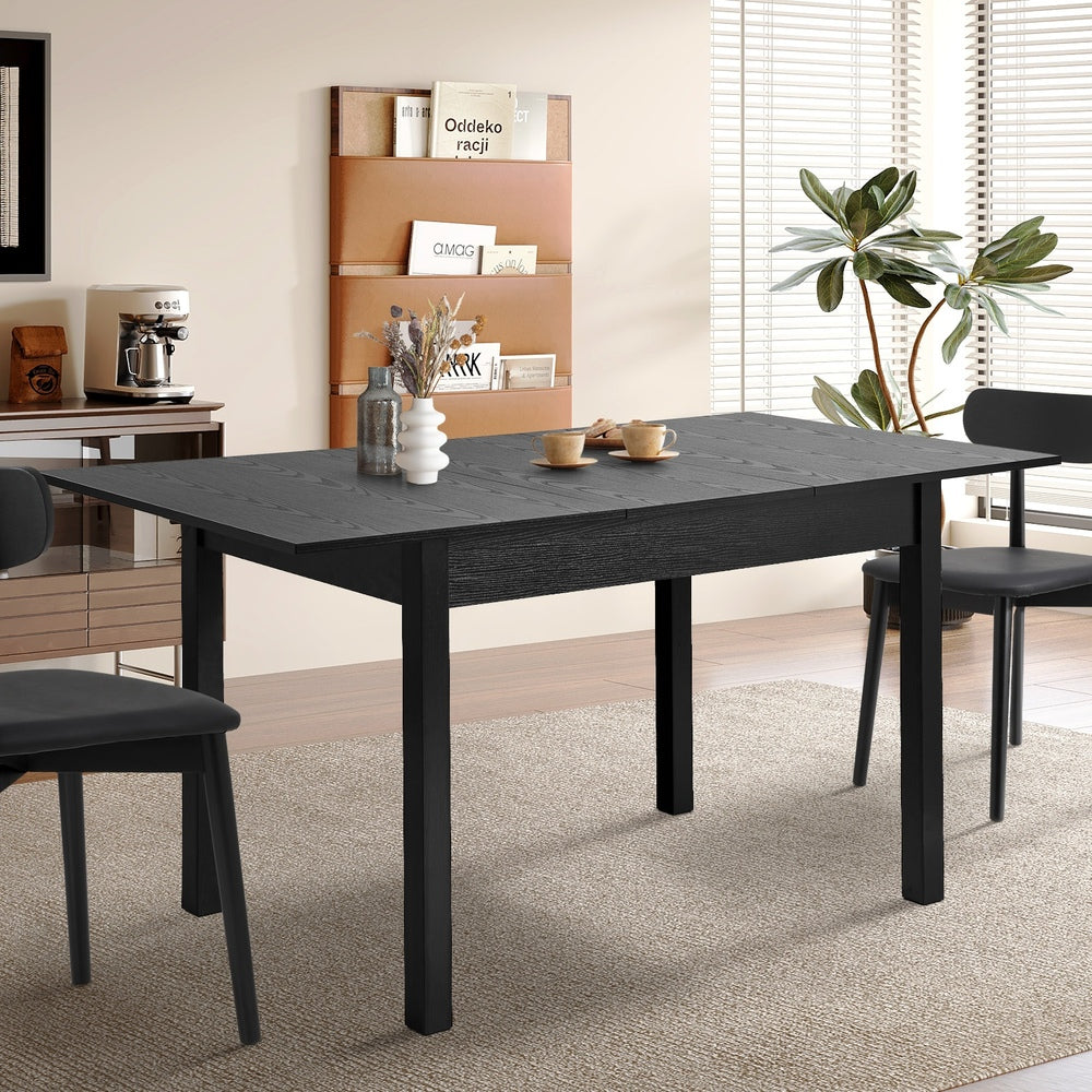Oikiture Extendable Dining Table 1.2-1.6m Wooden Kitchen Table Black-Dining Table-PEROZ Accessories