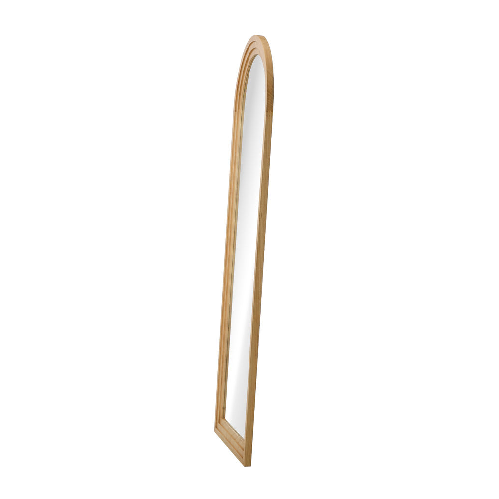 Oikiture Full Length Arch Mirror 165x60cm Natural Wood Wall Mounted-Full Length Mirror-PEROZ Accessories