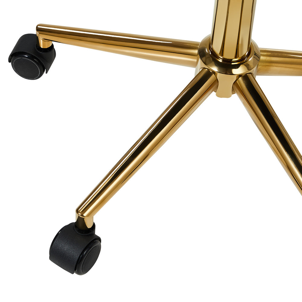 Oikiture High Back Hollow Armless Office Chair Boucle Green&amp;Gold-Office Chairs-PEROZ Accessories