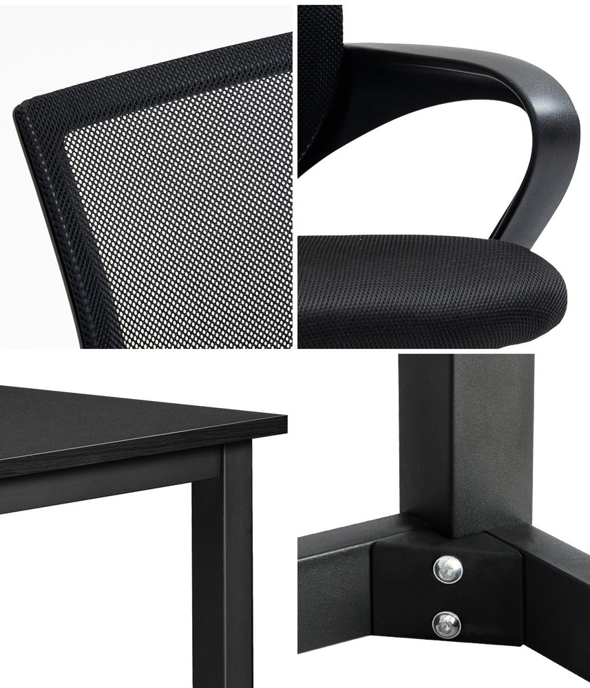 Oikiture Home Office Set Black Computer Desk and Mesh Office Chair-Office Set-PEROZ Accessories