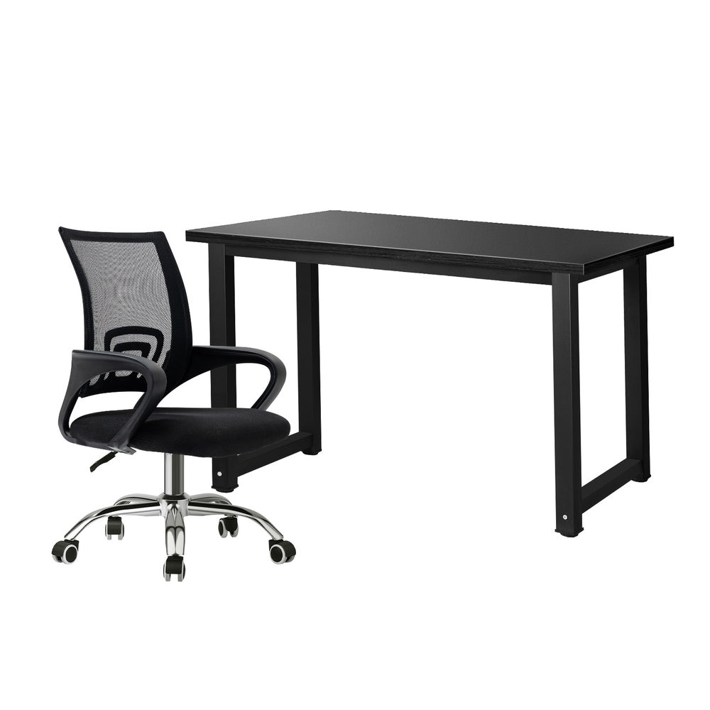Oikiture Home Office Set Black Computer Desk and Mesh Office Chair-Office Set-PEROZ Accessories
