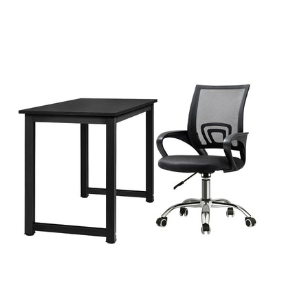 Oikiture Home Office Set Black Computer Desk and Mesh Office Chair-Office Set-PEROZ Accessories