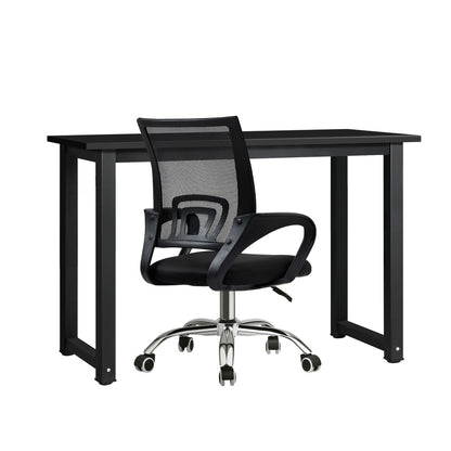 Oikiture Home Office Set Black Computer Desk and Mesh Office Chair-Office Set-PEROZ Accessories