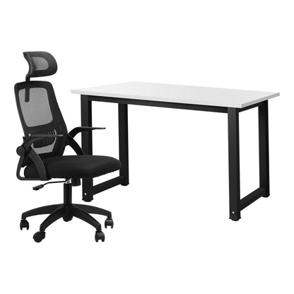 Oikiture Home Office Set Computer Desk and Mesh Office Chair BK &amp; WH-Office Set-PEROZ Accessories