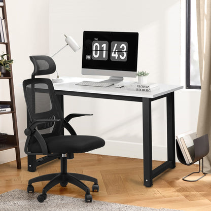 Oikiture Home Office Set Computer Desk and Mesh Office Chair BK &amp; WH-Office Set-PEROZ Accessories