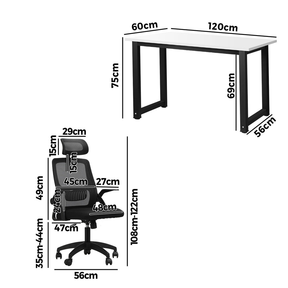 Oikiture Home Office Set Computer Desk and Mesh Office Chair BK &amp; WH-Office Set-PEROZ Accessories