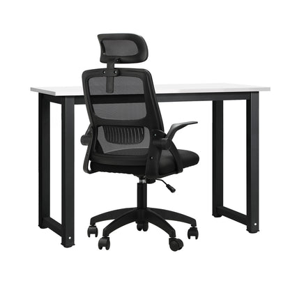 Oikiture Home Office Set Computer Desk and Mesh Office Chair BK &amp; WH-Office Set-PEROZ Accessories