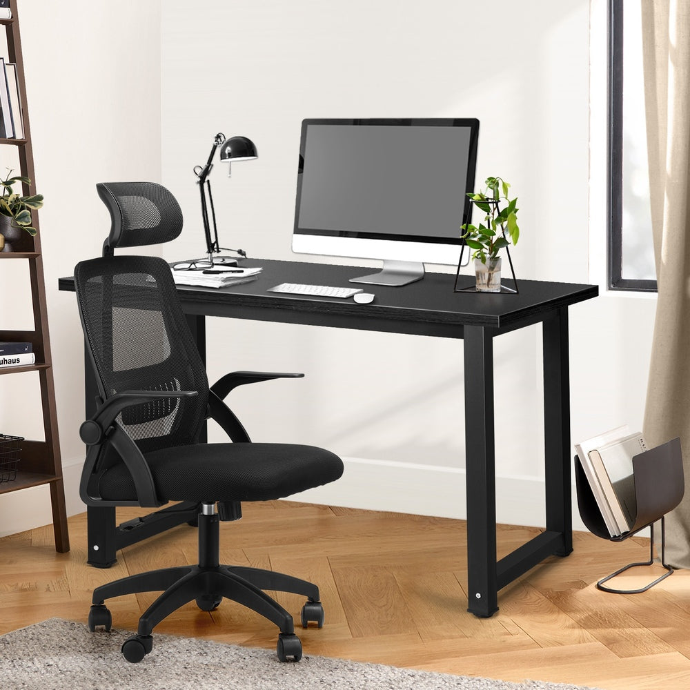 Oikiture Home Office Set Computer Desk and Mesh Office Chair Black-Office Set-PEROZ Accessories