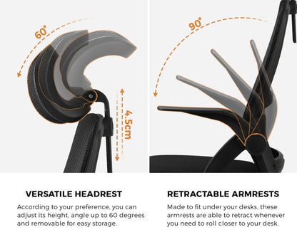 Oikiture Home Office Set Computer Desk and Mesh Office Chair Black-Office Set-PEROZ Accessories