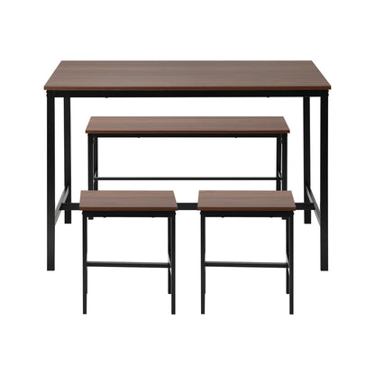 Oikiture Industrial Dining Table 4 Seaters with Kitchen Bench Chairs Natural-Dining Set-PEROZ Accessories