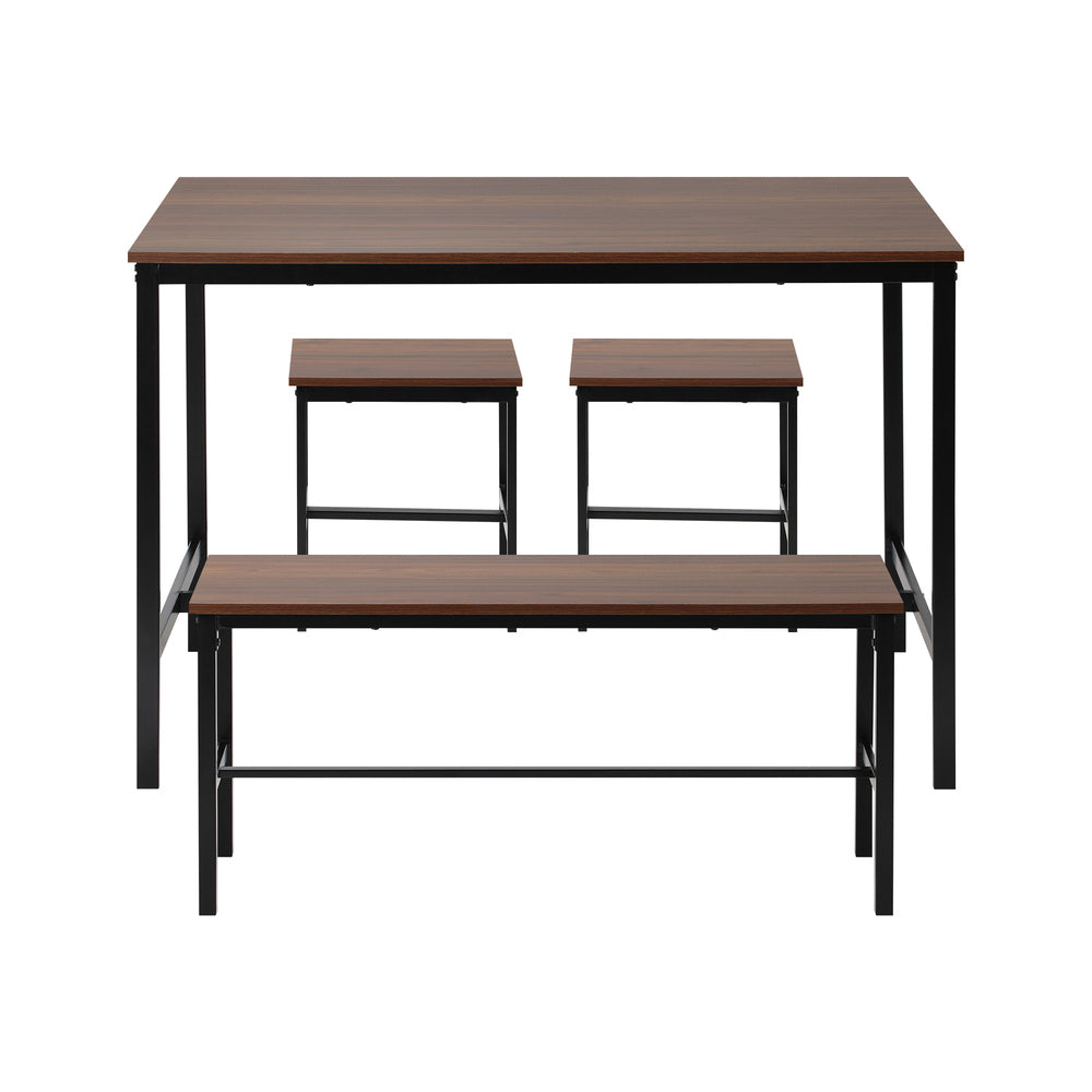 Oikiture Industrial Dining Table 4 Seaters with Kitchen Bench Chairs Natural-Dining Set-PEROZ Accessories