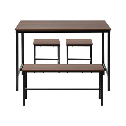 Oikiture Industrial Dining Table 4 Seaters with Kitchen Bench Chairs Natural-Dining Set-PEROZ Accessories