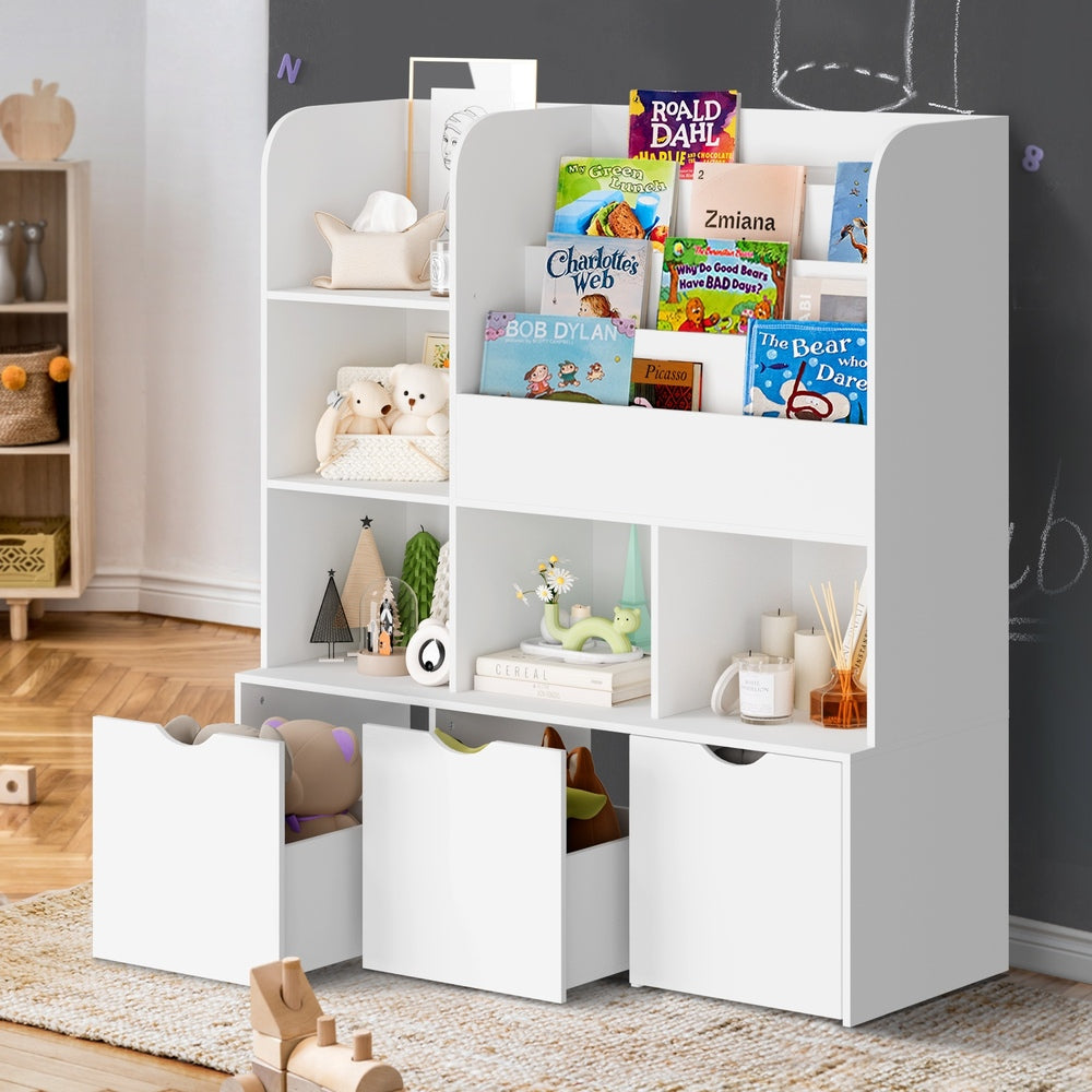 Oikiture Kids Bookcase Toy Organiser Cabinet With Chest-Kid Storage-PEROZ Accessories