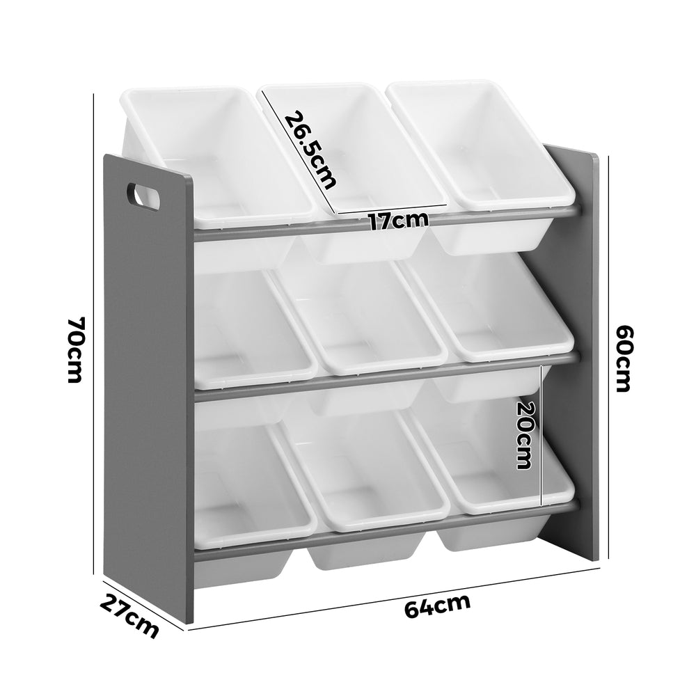 Oikiture Kids Storage 9 Bins Display Shelf Storage Rack-Kid Storage-PEROZ Accessories