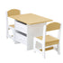 Oikiture Kids Table and Chair Set with Storage Bins Wooden & White-Kid Table Set-PEROZ Accessories