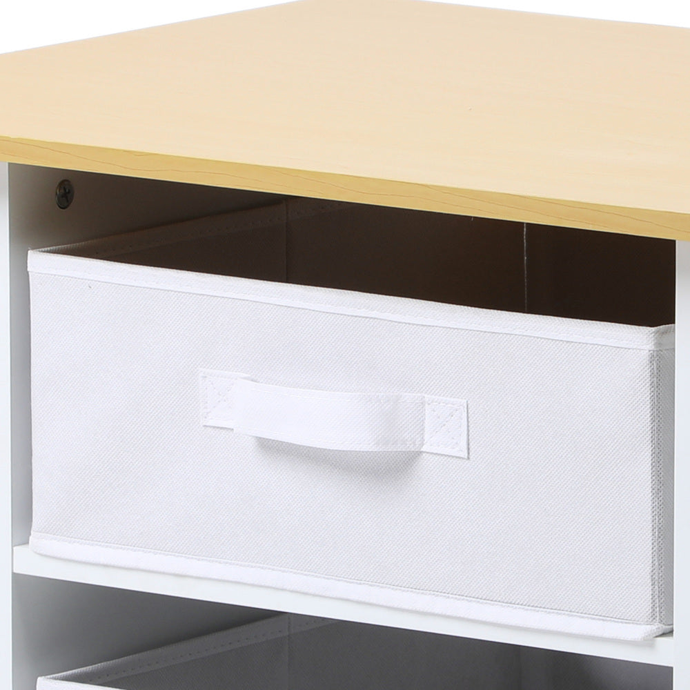 Oikiture Kids Table and Chair Set with Storage Bins Wooden &amp; White-Kid Table Set-PEROZ Accessories
