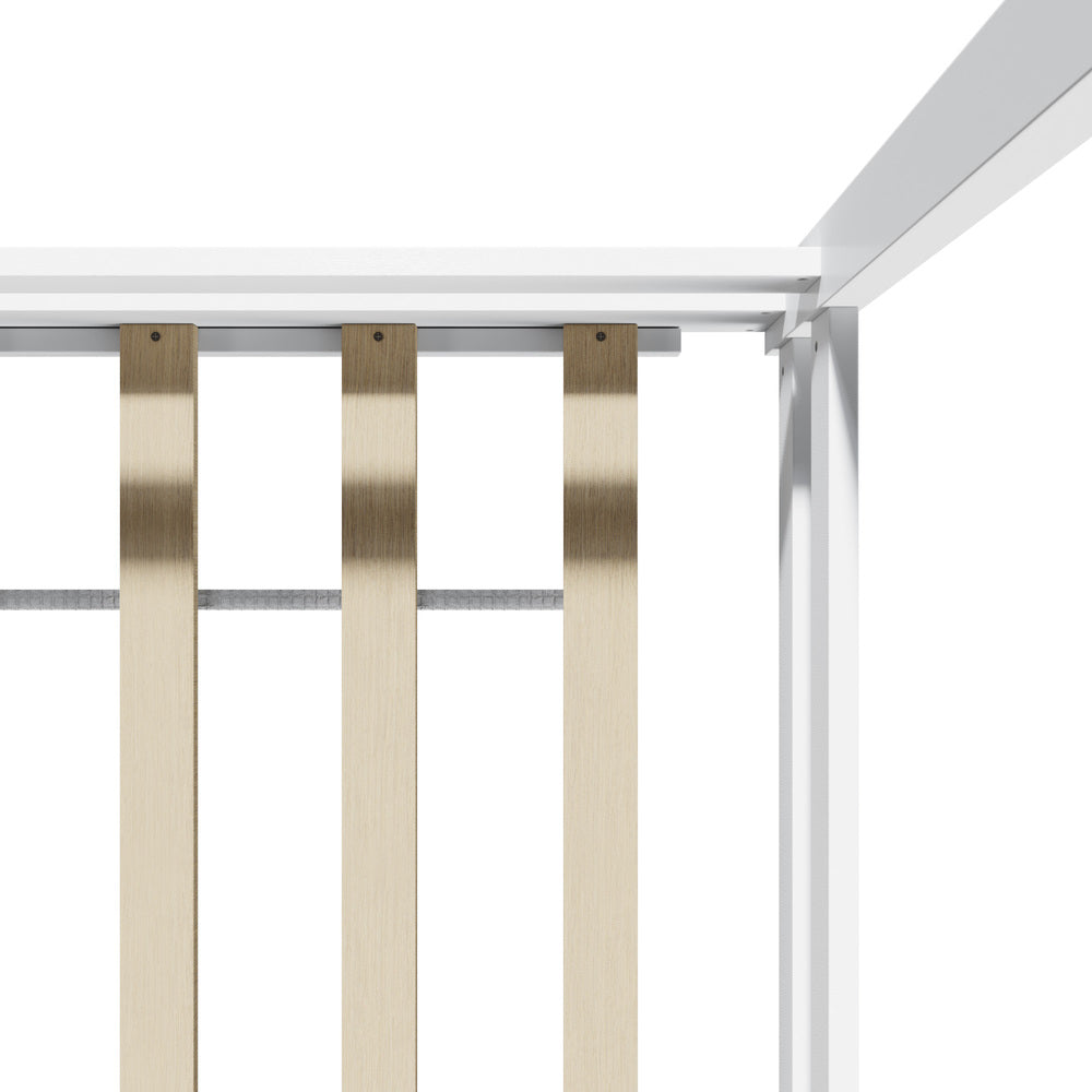 Oikiture Kids Wooden Bed Frame House Base with Fence Double White-Wooden Bed Frames-PEROZ Accessories