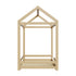 Oikiture Kids Wooden Bed Frame House Frame Timber with Fence Single Natural-Wooden Bed Frames-PEROZ Accessories