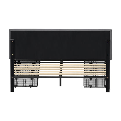 Oikiture LED Bed Frame Double Size 4 Drawers Adjustable Head Velvet-Bed Frame-PEROZ Accessories