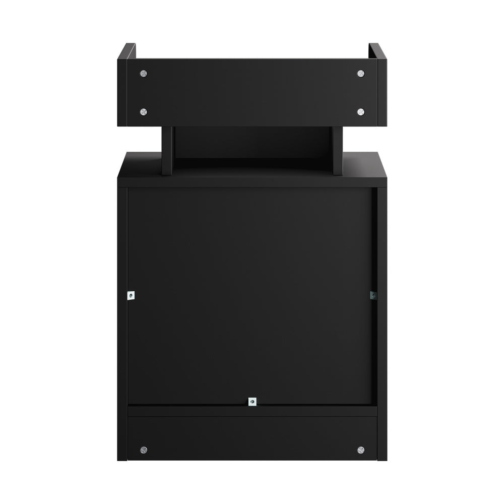 Oikiture LED Bedside Table USB Charging Station Black-Bedside Table-PEROZ Accessories