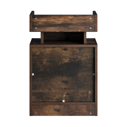 Oikiture LED Bedside Table USB Charging Station Brown-Bedside Table-PEROZ Accessories