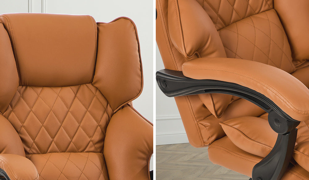 Oikiture Massage Office Chair Premium PU Leather Gaming Seat Brown-Office Chair-PEROZ Accessories